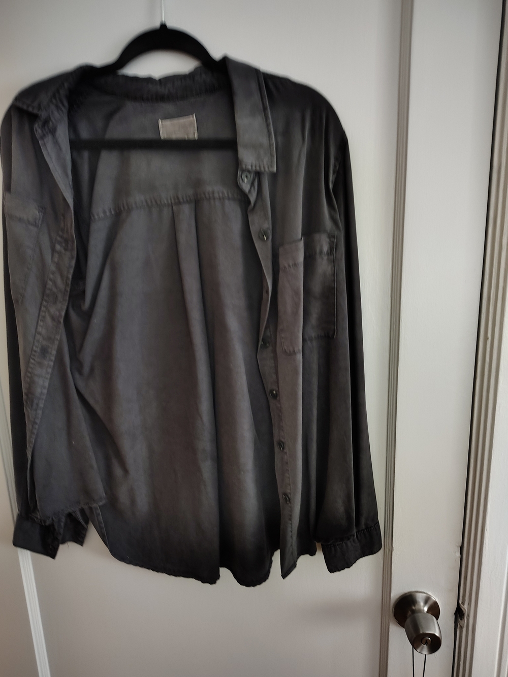 Universal Thread Charcoal Gray Satin Button-Down Shirt